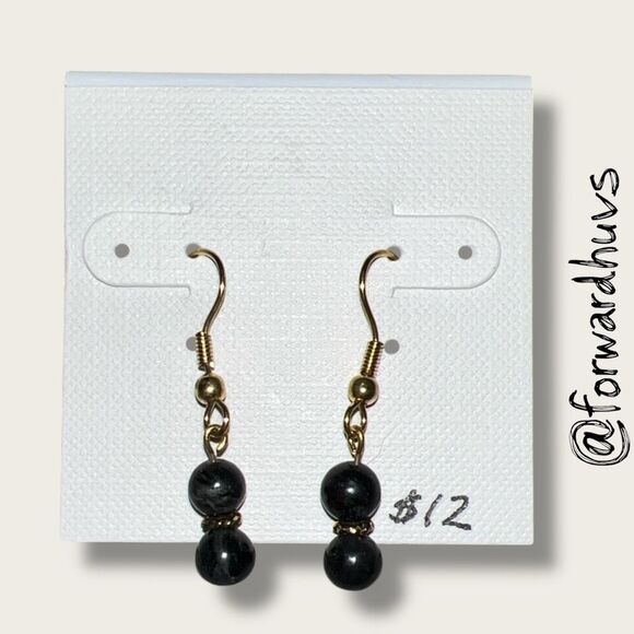 Bundle Sale 3 for $15 | Hand Crafted Black Bead Dangle Earrings - Picture 1 of 6